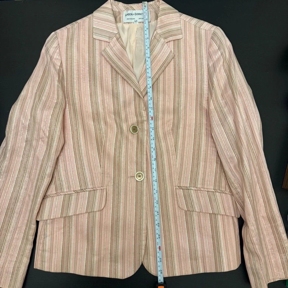 Maison de Bonneterie Blazer 42 Pink Metallic Stripe Amsterdam Designer Jacket